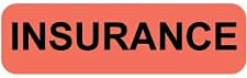 Mini Medical Allergic and Alert Labels, 5/16" x 1-1/2", Florescent Colors, self-Adhesive, ROLL of 500, (Insurance - RED)
