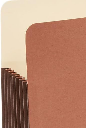 Staples Recycled Reinforced File Pockets, Letter Size, Extra‑Wide 7‑Inch Expansion, Heavy‑Duty Brown Accordion Folders – 10/Carton