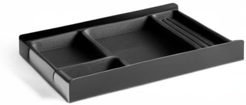 Raico Desk Shelf Tray Drawer Organizer with Compartments for Monitor Stand System Metal & Cork Accessory Tray for Cockpit Setup | Black