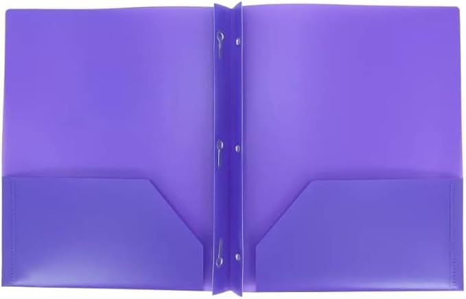 Plastic Folder with Prongs 2 Pocket - (Purple)