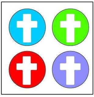 SHAPES ETC. 864 Pcs Cross Incentive Stickers 3/8in Diameter Self-Adhesive Cute Multicolor Sticker Kids Christian Nativity Crafts Religious Christmas Faithful Reward Behavior Chart Teacher USA Made