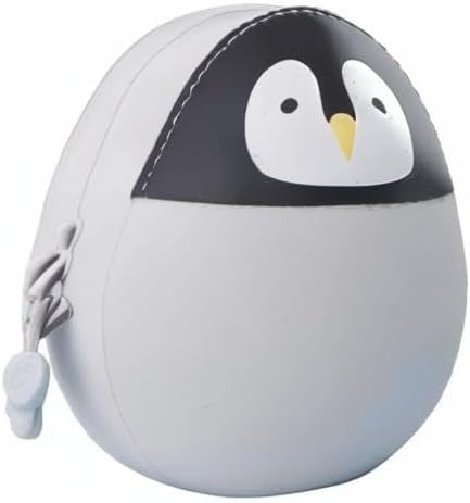 LIHIT LAB PuniLabo Mini Zipper Pouch, Egg-Shaped, 2.2" x 2.4", Penguin (A7782-10)