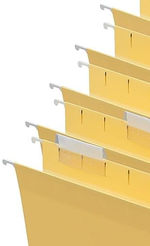 Staples Hanging File Folders, Letter Size, 5‑Tab, Yellow, Durable Construction – 50/Carton