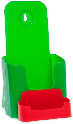 Source One 4 X 9 Inches Tri Fold Brochure Holder with Business Card Holder (6 Pack, Green & Red)