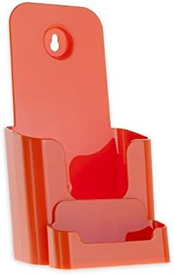 Source One 4 X 9 Inches Tri Fold Brochure Holder with Business Card Holder (50 Pack, Orange)