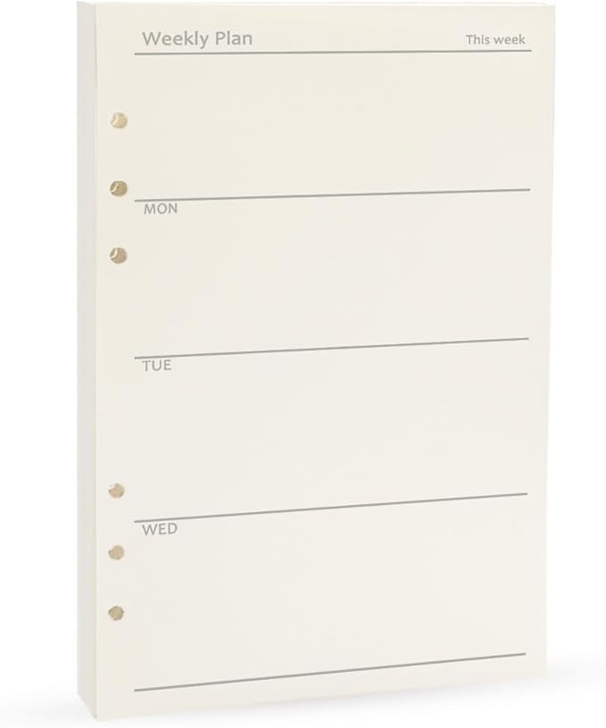 A5 Weekly Planner Refills Planner Inserts 6-Ring Planner Refill for Notebook Journal Tracker, Undated, 45sheets/90pages-Harphia(A5 5.59 x 8.27'',Weekly)