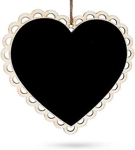 BestPysanky Heart Shaped Chalkboard Wall Sign Wooden Hanging Erasable Blackboard for Decor and Display 6 Inch Wide