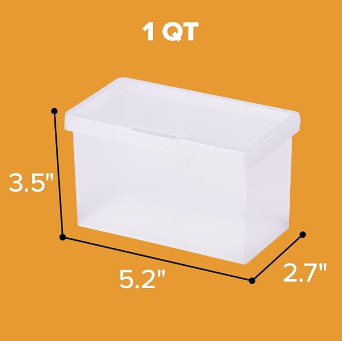 Bostitch Konnect Storage Containers with Lids, Office Organizer, Clear Plastic Box, Stackable for Index Cards, Labels, 1 Qt, 6 Pack