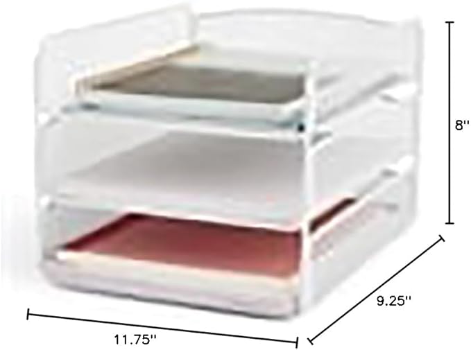 Scranton & Co Steel Mesh Desk Organizer, 8" H x 9.25" W x 11.75" D, White Powder Coat Finish, 3 Interlocking Trays, Durable Office Supply and File Storage for Letter-Size Papers