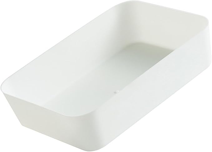 Gavigain Rectangular Plastic Desk Organizer Accessory Tray, Wide, Stacks for Desktop Storage Space Saving for Office Workspace Dorm Home 4.72" x 7.09" x 1.77", White