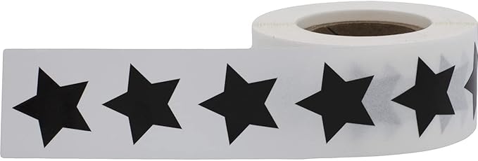 Black Star Stickers, 3/4" Inch, 500 Semi Gloss Labels per Roll - Perfect for Reward Systems, Decorating, and Crafting in Schools, Offices, Home and Personal Use