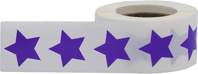 Purple Star Stickers, 3/4" Inch, 500 Labels per Roll - Perfect for Reward Systems, Decorating, and Crafting in Schools, Offices, Home and Personal Use