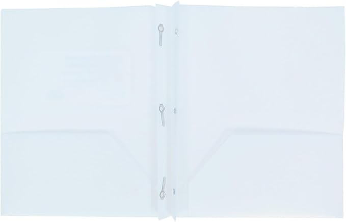Plastic Folder with Prongs 2 Pocket - (White)