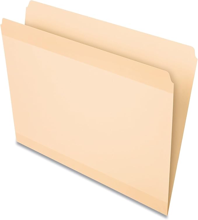 Pendaflex Reinforced File Folders, Extra Durable, Poly Reinforced Edges, Manila, Letter Size, Straight Cut, No Tabs, 24 Per Pack (86222)