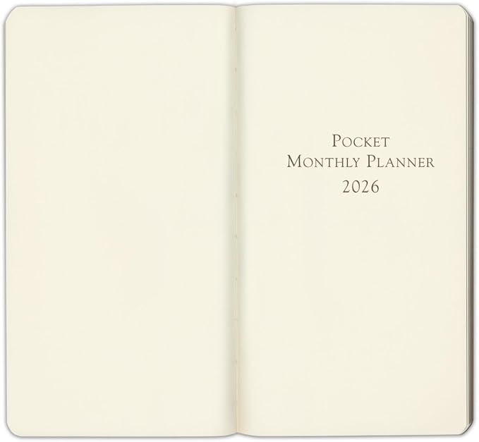 Gallery Leather Pocket Monthly Planner 2025-2026, Elegantly Bound Calendar Planner and Notebook with Stylish Gold-Gilded Page Edges, 18 Months - Acadia Hope - 6x3.25"