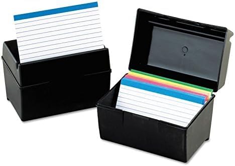 Oxford Plastic Index Card Box, 4 x 6 Inches, 400 Card Capacity, Black (01461) (Pack of 6)