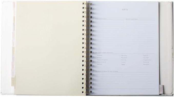 Fringe Studio Paper Wrapped Hardcover Concealed Spiral Wedding Planner with 12 tab dividers & Pockets "BOTANICAL MEADOW", Approx. 9.5" w x 11" h, 152 Pg, Wedding Collection (157004)