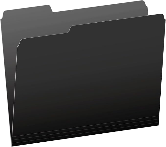Pendaflex Letter Size Black File Folders, 1/3-cut Tab - 100 Pack