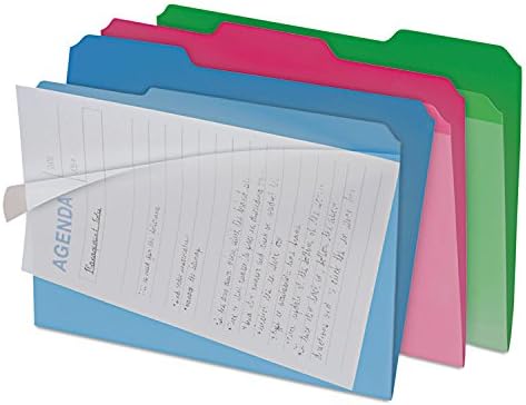 find It FT07187 Clear View Interior File Folders, 1/3 Cut Top Tab, Letter, Assorted, 6/Pack