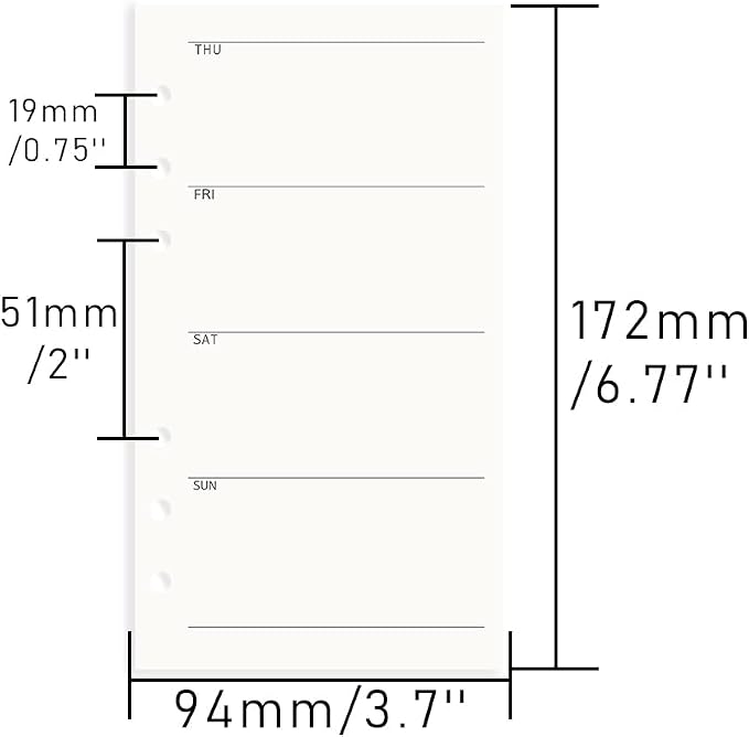 AxeWoodz A6 Refill Paper 3 Pack Undated Daily Weekly Monthly Binder Inserts 6-Hole Punched Filler Paper Planner Refills, 135 Sheets/270 Pages Refillable Planner Binder Papers