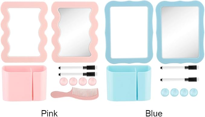 Locker Accessories Kit for Girls, Magnetic Locker Accessories with Mirror, Whiteboard, Pen Holder, Magnets & Dry Erase Markers for School, Office, Organizer Set