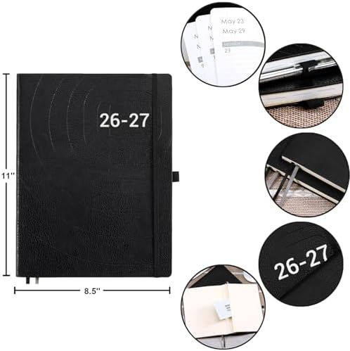 2026-2027 Planner - Weekly & Monthly Planner 2026-2027 with Pen Loop, to Achieve Your Goals & Improve Productivity, July 2026 - June 2027, Thick Paper, Inner Pocket, 8.5" x 11" - Black