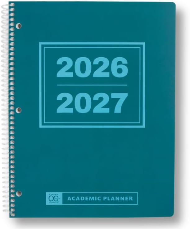 Order Out Of Chaos Academic Planner 2026-2027, Daily Weekly Monthly School Calendar, student planner 2026-2027, 8.5 x 11 Homework Organizer, july 2026-june 2027 Teal Blue School Agenda Book