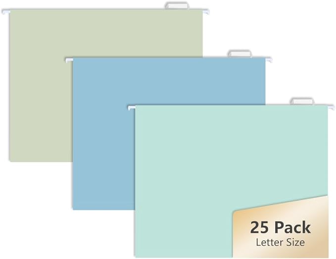 25pcs 3mixed MagDurnus Hanging File Folders, Pastel Color Design,Letter Size with 1/5 Adjustable Cut Tabs, Decorative,Drawer,Desk and Cabinet Use