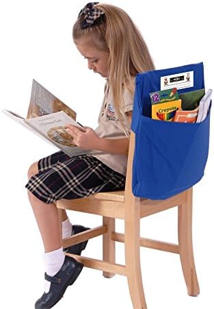 Seat Sack 17" Large Chair Storage Pocket , Blue - Perfect Over the Chair Pocket Organizer for Classroom Chairs and Desks, Durable and Spacious
