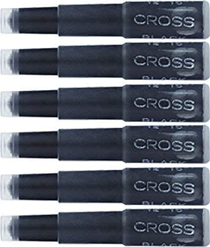 Cross Fountain Pen Ink Cartridge - Black - 6-Pack - Writing Instrument Refill for Consistent Ink Flow - Quick Replacement - Fast-Drying & Fade-Resistant - Seamless Chemical Compatibility