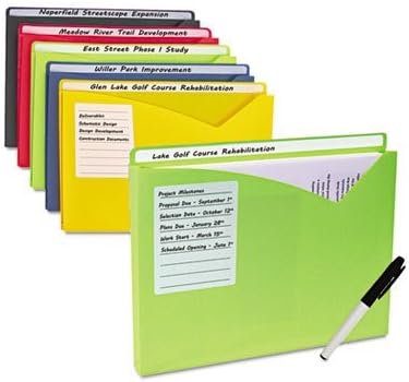 C Line Products Inc 63160 C-Line Write-On Expanding Poly File Folders Assorted Colors 10 Count