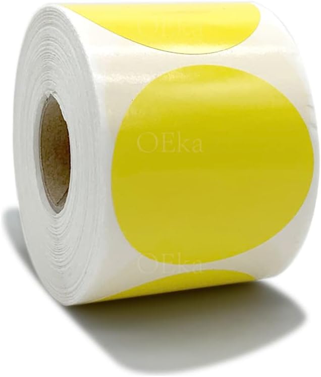 2 Inches Round Direct Thermal Labels Blank Shipping Address Labels 500Pcs/Roll Compatible with Rollo & Zebra Desktop Printers(1 Roll, Yellow)