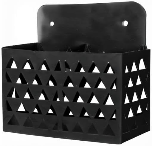 MyGift Dry Erase Marker Holder Wall Mounted with Triangle Cutout Design Modern Black Metal 2 Compartment Office Supplies Storage Bin Organizer, Desktop Pen Pencil Holder