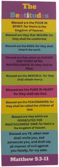 (50 Count) The Beatitudes for Kids and Adults Bookmarks Inspirational Church Supplies VBS Religious Gifts Thick Glossy 2" x 6" Vacation Bible School Bible Study