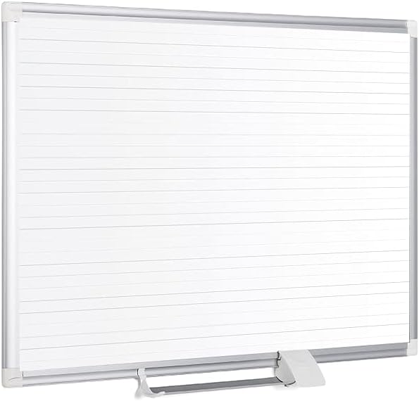 MasterVision Planning Board Magnetic Ruled Dry Erase, 48" x 72", Whiteboard with Aluminum Frame