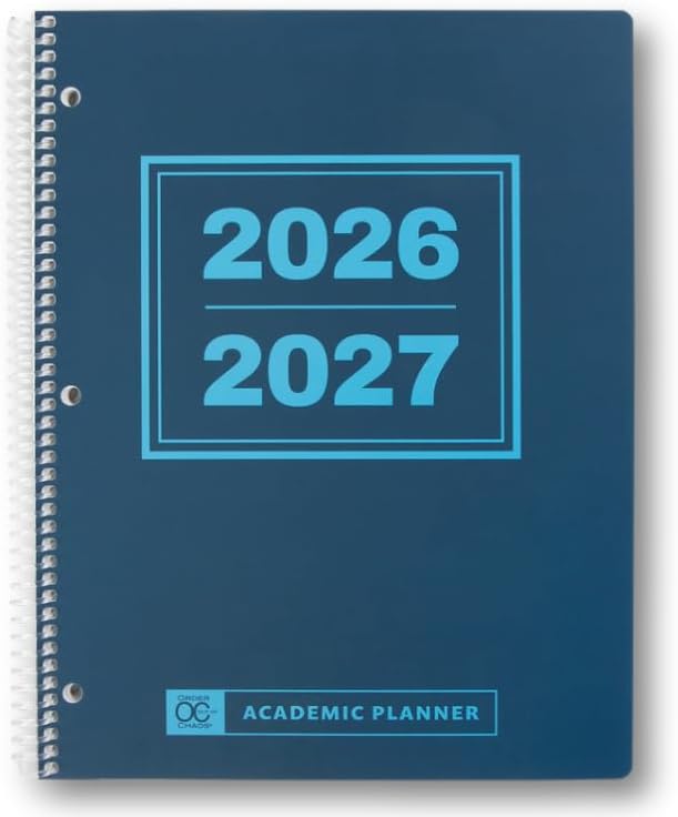 Order Out Of Chaos Academic Planner 2026-2027, Daily Weekly Monthly School Calendar, student planner 2026-2027, 8.5 x 11 Homework Organizer, july 2026-june 2027 Navy Blue School Agenda Book