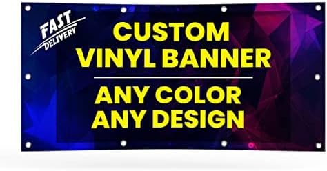 Personalized Custom Vinyl Banner Printing Indoor or Outdoor use Printed Business Event Birthday Party Large Custom Vinyl banner for Party Decoration (8'x8')