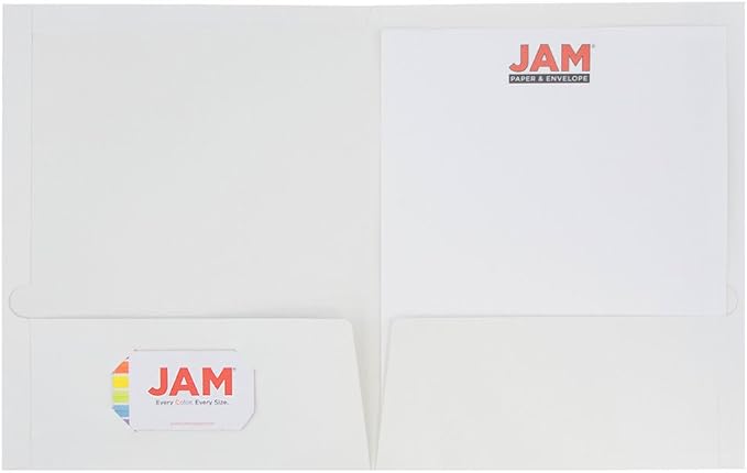 JAM PAPER Laminated Two Pocket Glossy School Folders - Letter Size - High Gloss Assorted Business Colors - 6/Pack
