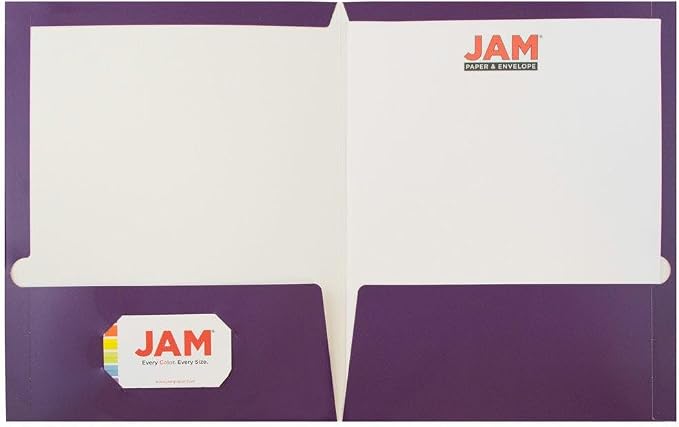 JAM PAPER Laminated Two Pocket Glossy Folders - Purple - 3/Pack