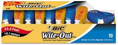 BIC Wite-Out EZ Correct Correction Tape, Non-Refillable, 1/6 x 472", 10/Box"
