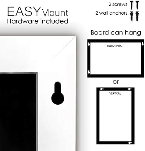 Loddie Doddie Magnetic Chalkboard Sign - 11" x 14", White Frame, Mounting Hardware - Easy-Erase Message Center - Versatile Magnet Board for Wall - Chalk Board Calendar for Wall