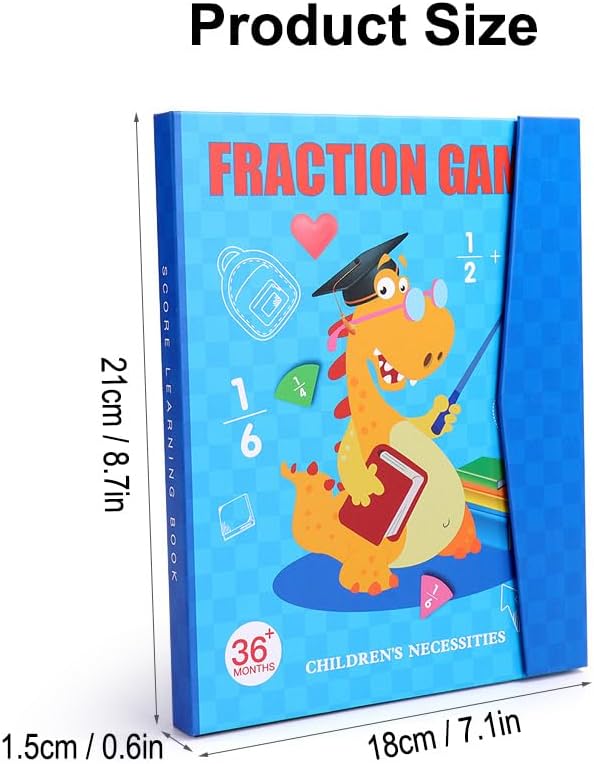 Magnetic Fraction Educational Puzzle, Magnetic Fraction Demonstration Book with Fraction Tiles & Circles, Fraction Manipulatives for Elementary School, Math Learning Skills for Kids