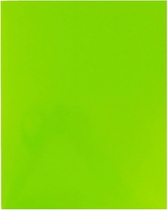 JAM PAPER Laminated Two Pocket Glossy School Folders - Letter Size - High Gloss Lime Green - Bulk 100/Box