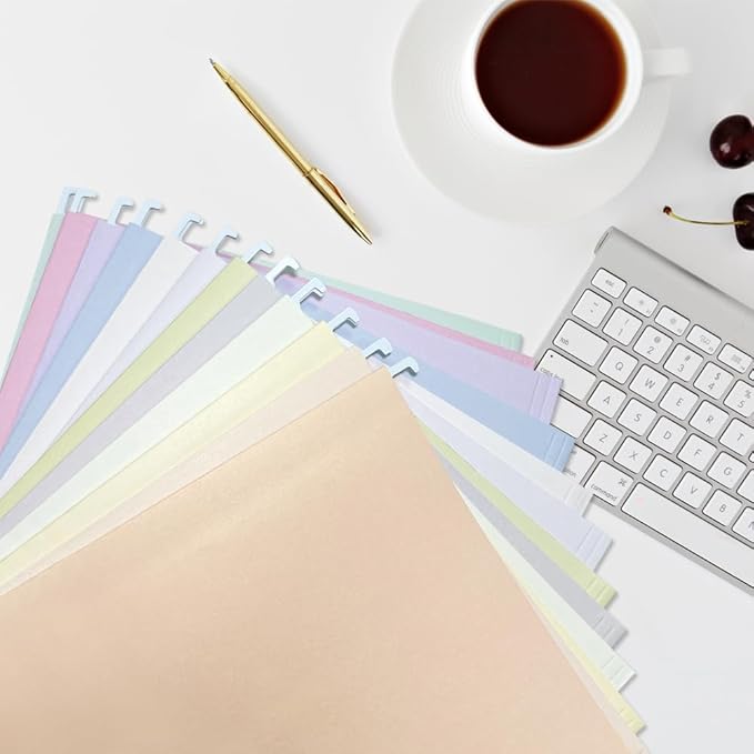 MagDurnus Hanging File Folders, Pastel Color Design,Letter Size with 1/5 Adjustable Cut Tabs, Assorted 12 Styles,Decorative,Drawer,Desk and Cabinet Use(25-Pack)