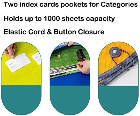 FANWU 3 Pack Plastic Expanding File Wallet Document Organizer with Elastic Cord & Button Closure, Letter Size, 3.5" Expansion, Poly A4 Expandable File Folder for School Office Home Organization