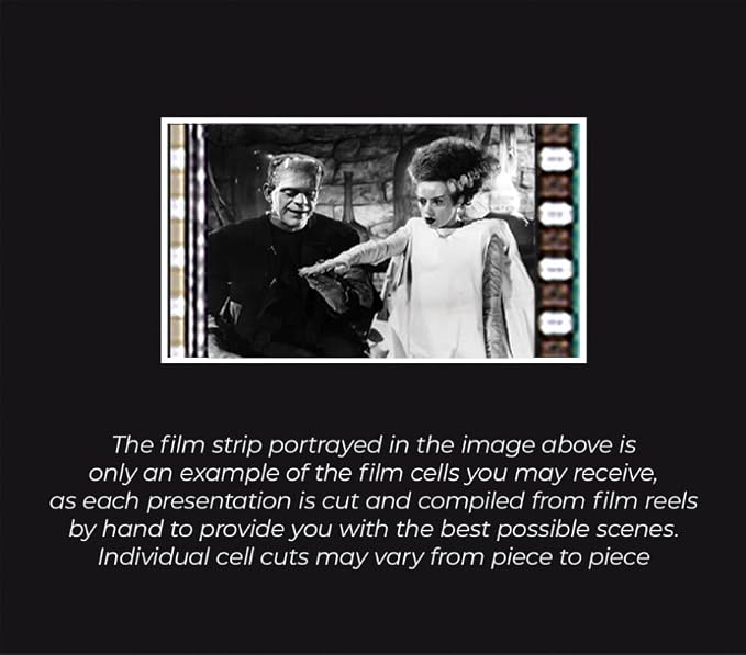 Universal Monsters Bride of Frankenstein (1935) Boris Karloff and Elsa Lanchester - Laminated 2x6 FilmCells Bookmark with 35mm Clip of Film and Tassel