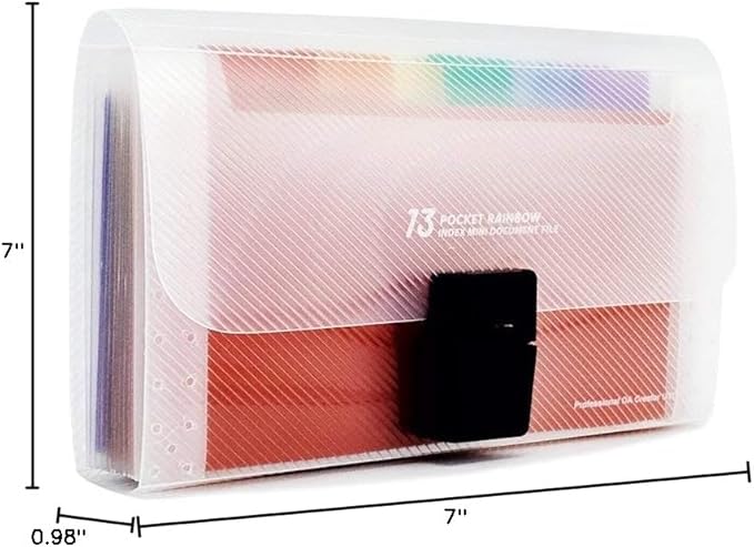 Expanding File Folder, Subdivision Accordion File Folder Mini Organizer PP Wallet for Cards,Coupons,Receipt,Tax Item or Changes,7x4.5 Inches,12 Pockets with Tabs and Check Case(Multicolour)