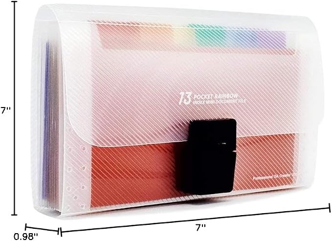 Expanding File Folder, Subdivision Accordion File Folder Mini Organizer PP Wallet for Cards,Coupons,Receipt,Tax Item or Changes,7x4.5 Inches,12 Pockets with Tabs and Check Case(Multicolour)