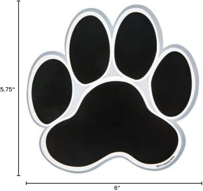36 Large Paw Paper Cutout - Crafts Bulletin Board Decor Shapes - Black - 6 Inches