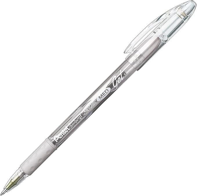 Pentel Sunburst Metallic Gel Pen, Medium Line, Permanent Gold and Silver Ink, 2 Pack (K908MBP2XZ)